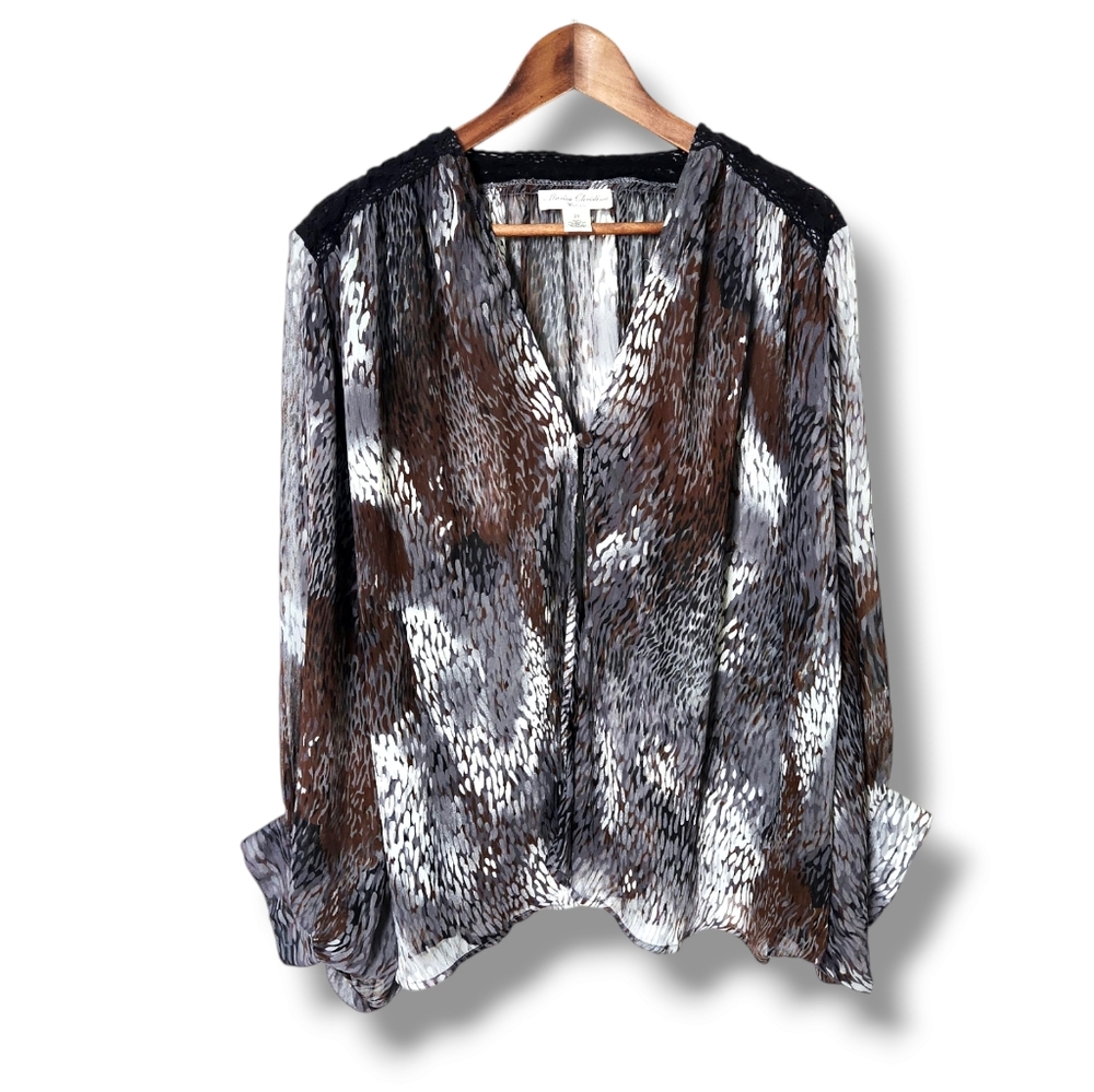 Marisa Christina Semi-Sheer Multicolor Batwing Blouse | 2X